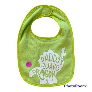 BRAND NEW - Bright Green Infant Bib (Velcro) - with Dino Decal
